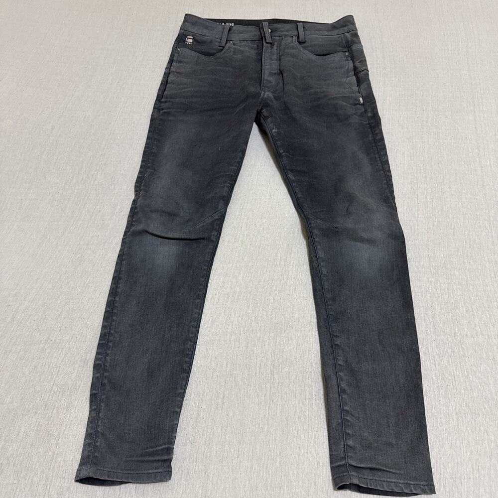 G-Star Raw D-Staq 3D Slim Denim Jeans Size 31x32 Grey Motorcycle Rider EUC